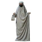 Islamic Prayer Dress for Women- Free Size, Muslim Dress with Hijab, Jilbab/Namaz Khimar/Prayer Clothes Niqab Khimar, Islamic Premium Prayer Clothes, Light Green floral Print color