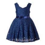 Baby Girl Navy Blue Summer Formal Knee Length Frock Newborn Birthday Lace Flower Girl Dress_2-3Years
