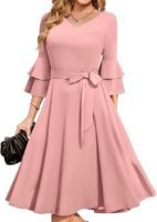 Women's Pink Plus Size 3/4th Bell Sleeves Bridesmaid Dresses