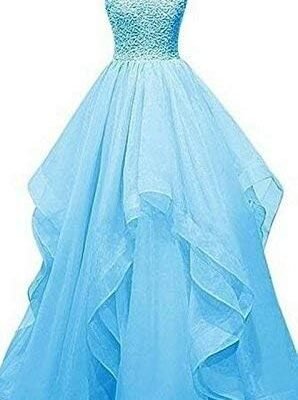 Net Wedding Maxi Dress for Women (Sky Blue)
