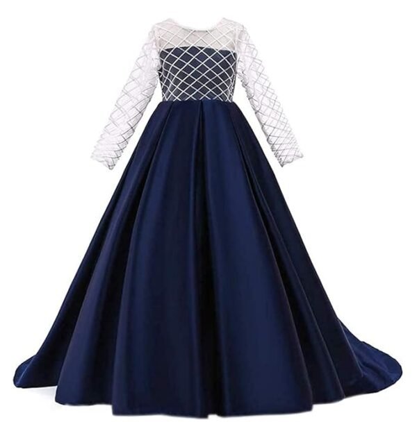 Blue Net Wedding Maxi Dress for Women