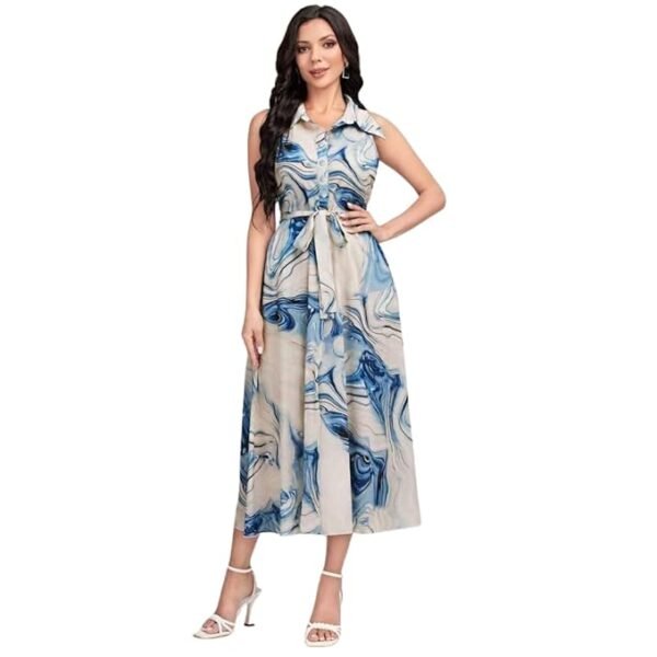 Women's Multicolor Cotton Sleeveless Maxi Dresses |Long Dress for Women| One Piece Western Dress for Women
