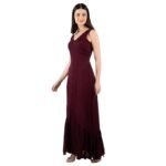 Mermaid Cut Dress for Women | Crinkle Rayon Fabric | V Neck Style | Sleeveless Maxi Dress | Button Detailed
