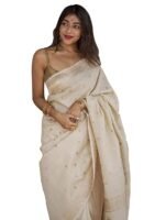 Women's Banarasi Kanchipuram Art Silk Saree for Women – Traditional Wedding & Party Saree with Blouse Piece – Ethnic Indian Silk Saree for Bridal, Festive (Beige)