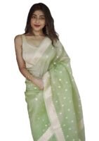 Women's Banarasi Kanchipuram Art Silk Saree for Women – Traditional Wedding & Party Saree with Blouse Piece – Ethnic Indian Silk Saree for Bridal, Festive (Pista Green)