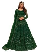 Green Elegant and Stylish Lehenga Choli for Women - Traditional Indian Wear with Embroidery, Perfect for Weddings and Festivals