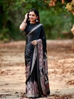 Black Traditional Indian Ethnic Wear with Blouse Piece, Festival Wedding Special
