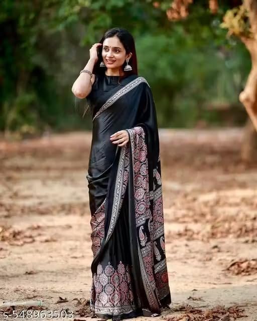 Black Traditional Indian Ethnic Wear with Blouse Piece, Festival Wedding Special