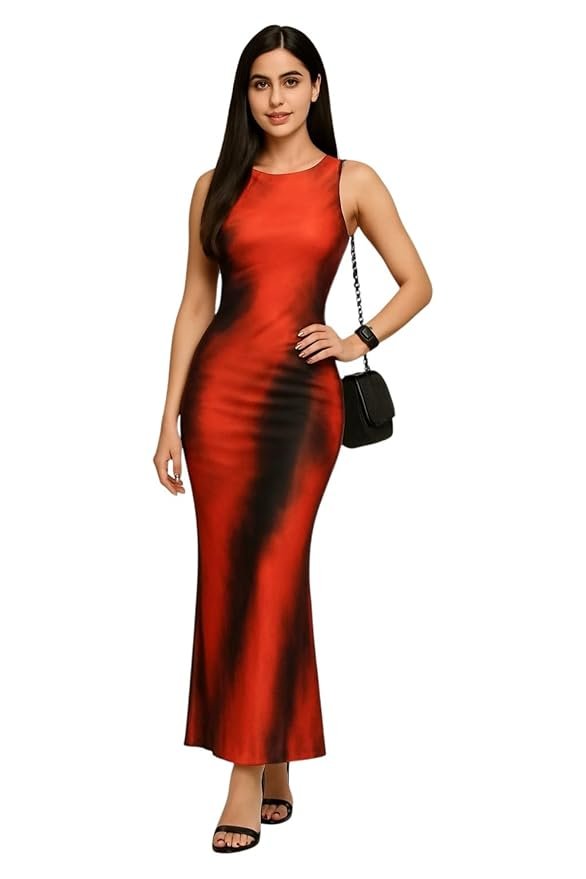 Womens Red Bodycon Maxi Dress