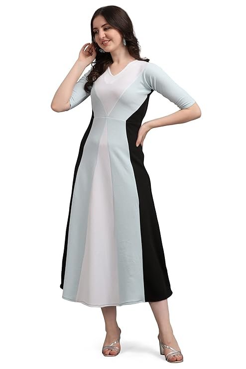 Women's Corduroy Empire Waist Maxi Cocktail Dress (Sky Blue)