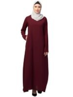 Women's Maroon Inner Abaya Dress With Side Pocket Made with Nida Matte Fabric