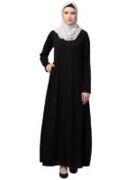 Women's Black Inner Abaya Dress With Side Pocket Made with Nida Matte Fabric