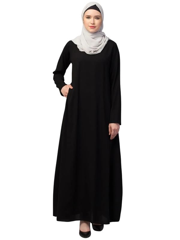 Women's Black Inner Abaya Dress With Side Pocket Made with Nida Matte Fabric