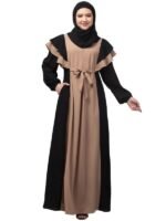 Women's Maxi Dress With Uniquely Designed Frills On Shoulders And Attached Belt - Made with Nida Matte Fabric for Women and Girls