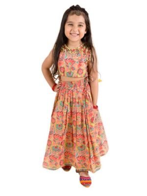 Girls Printed Pure Cotton Ready To Wear Readymade Lehenga Choli
