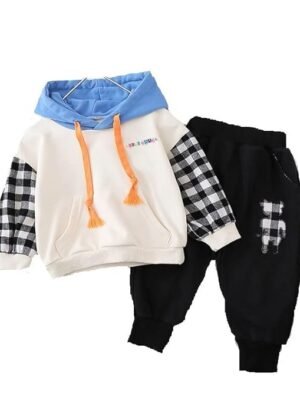 Boys Cotton Checkered Track Suit Clothing Set