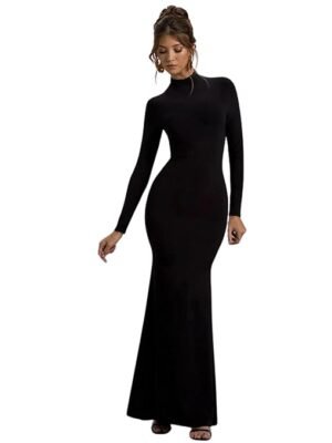 High Neck Full Sleeve Full Length Dress for Women