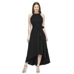 Women's Black Western High Low Knee Long One Piece Dress