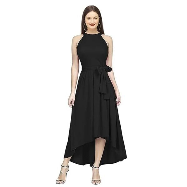 Women's Black Western High Low Knee Long One Piece Dress