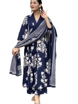 Women Printed A-Line Kurta Pant With Dupatta
