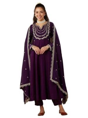 Women's Silk Embroidered Anarkali Set