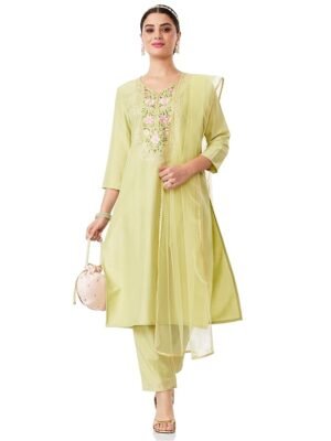 Women's Embroidered Kurta Pant Set with Dupatta