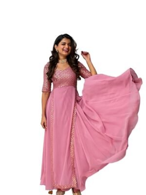 Pink Georgette Anarkali Gown for Women