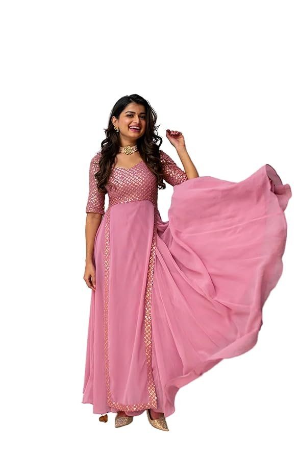 Pink Georgette Anarkali Gown for Women
