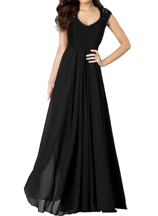 Women's Black Deep V Neck Vintage Party Wedding Bridesmaid Formal Cocktail Dress