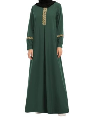 Long Sleeve Abaya for Girls Muslim Islamic Dresses Kids Printed Maxi Prayer Clothes Robe