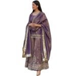 Purple Net Embroidered Sharara Suit with Dupatta | Ethic | Dress | Wedding | Party | Comfortable