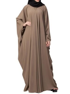 One Size Kaftan Abaya for Women - Firdaus Fabric, Pleated Neckline & Elegant Drape - Modest Muslim Dress