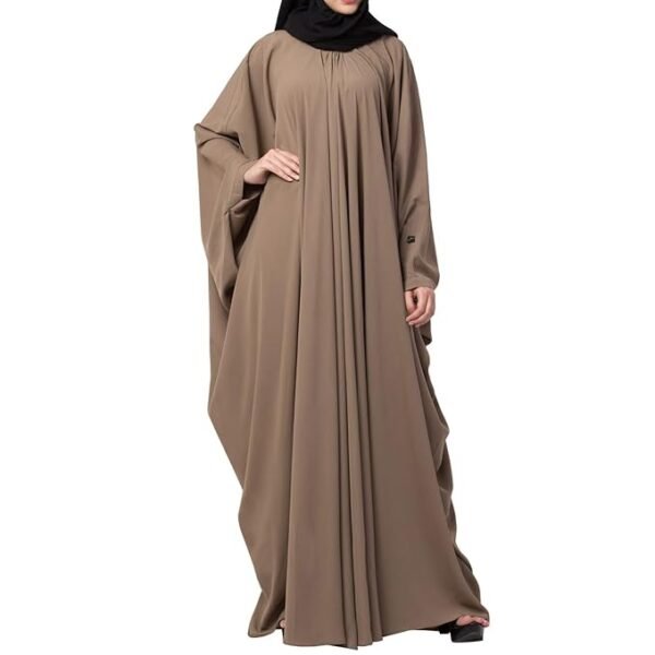 One Size Kaftan Abaya for Women - Firdaus Fabric, Pleated Neckline & Elegant Drape - Modest Muslim Dress