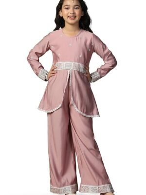 Girl's Chanderi Silk Embroidered Salwar Suit Set | Kids Salwar Suit Set | Ethnic Wear for Kids Girls