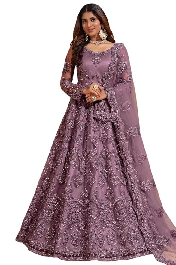 Net Embroidered Semi-Stitched Gown (Coco)