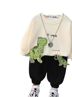 Unisex Kid Cotton Printed Sweatshirt and Pant Set Round Neck Long Sleeve Outfit | | Winter Warm Clothes