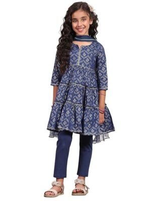 Girl's Cotton Printed Kurta Set