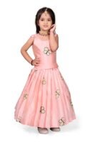 Kids Embroidery South Indian Traditional Silk Blend Readymade Dress For Girls