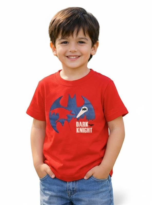 Kids Red Cotton T-Shirt for Boys