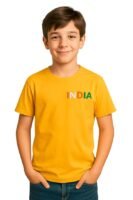 Boys Yellow Polycotton Half Sleeve Round Neck T-Shirt, Summer Casual Wear, Solid Tee for Kids