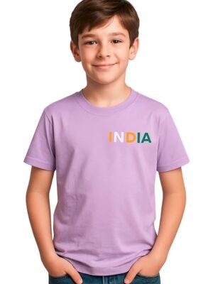 Boys Polycotton Half Sleeve Round Neck T-Shirt, Summer Casual Wear, Solid Tee for Kids(Purple)