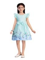 Girls Casual Wear Green Color Checks Print Cotton Frock(Green)