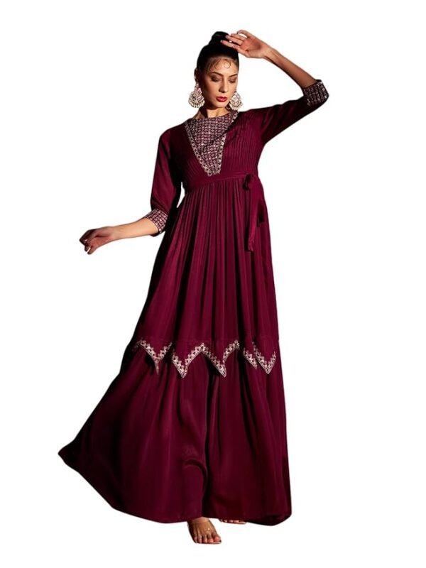 Women's Chinon Chiffon Traditional Ethnic Long Western