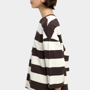 100% Cotton Striped 3/4 Sleeve T-Shirt – Brown