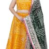PAHNAVA Bandhani Print Stitched Kota Doria Gota Patti Work Traditional Ethnic Lehenga Choli with Dup