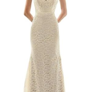 Sexy Apricot Sequin Backless Slim Floor Length Prom Gown Bridesmaid Cocktail Party Dress for Women