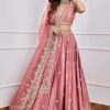 TRENDMALLS Women's Satin Embroidery Sequence Work Lehenga Choli Set with Dupatta For Women SemiS
