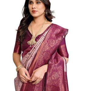 Fashion Women's Kanjivaram Soft Silk Banarasi Sarees With Blouse Piece For Women