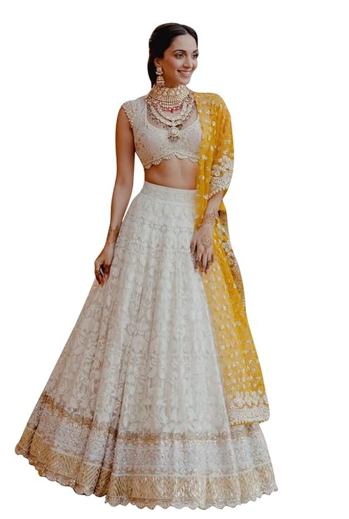 TRENDMALLS Women's Satin Embroidery Sequence Work Lehenga Choli Set with Dupatta For Women SemiS
