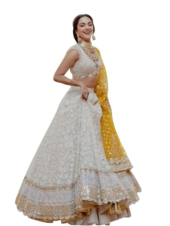 TRENDMALLS Women's Satin Embroidery Sequence Work Lehenga Choli Set with Dupatta For Women SemiS